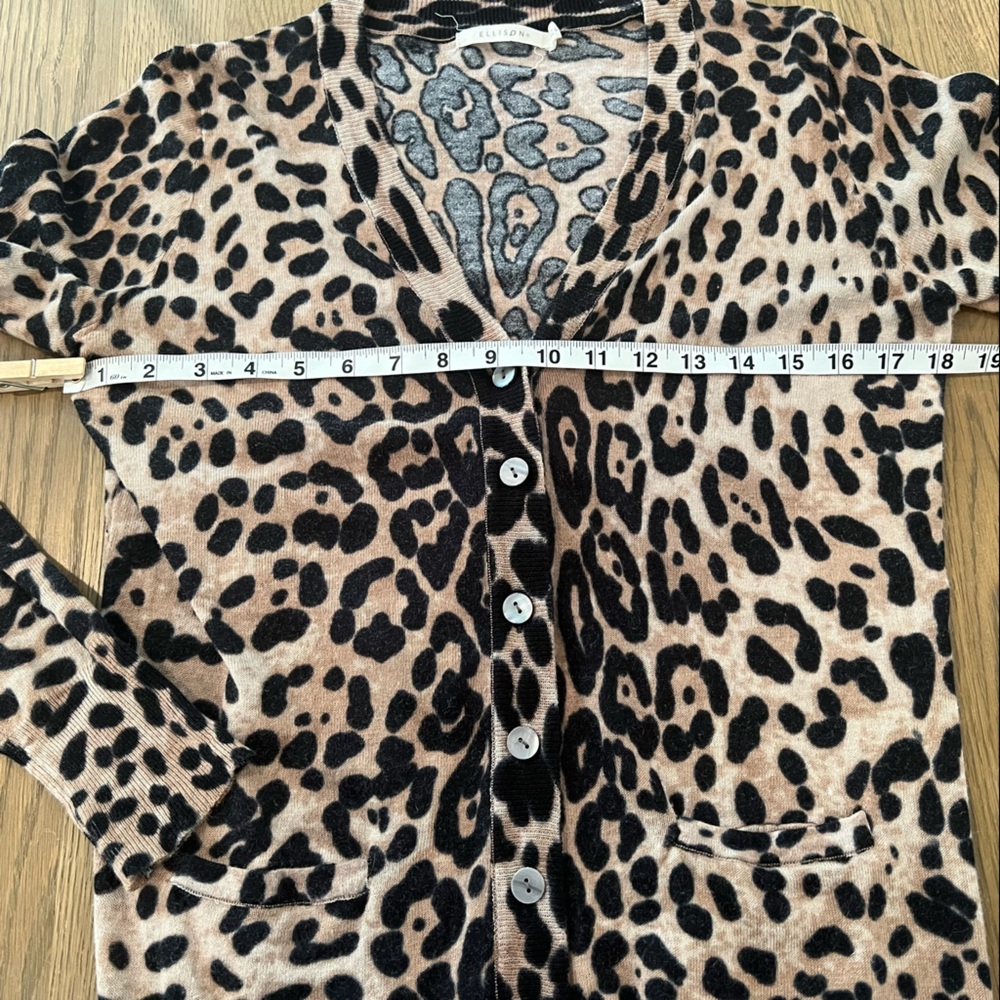 Ellison Leopard Print Cardigan in Tan and Black - Picture 4 of 9